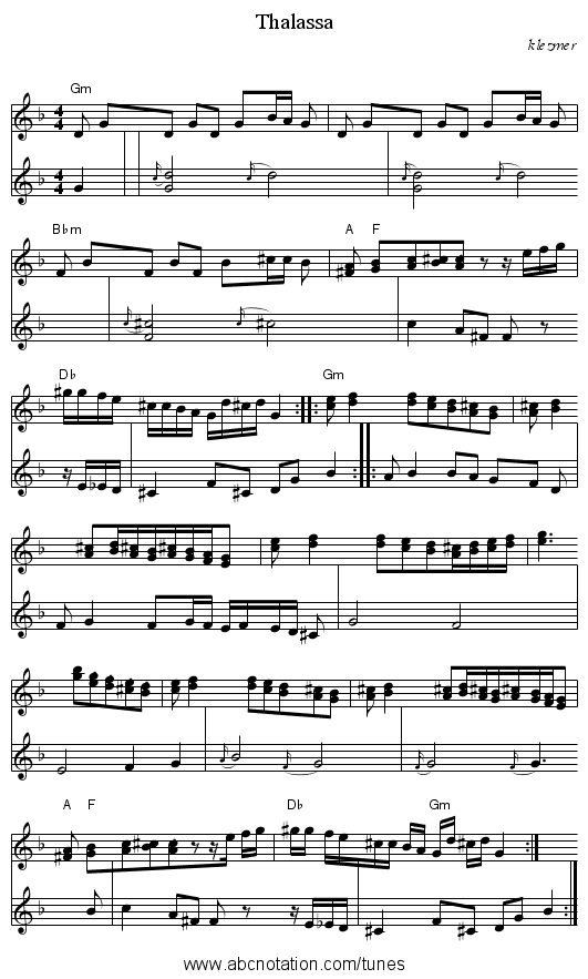 Thalassa - staff notation