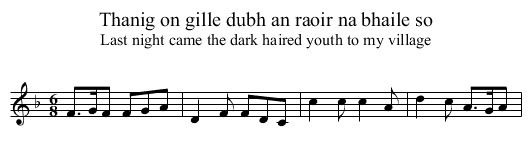 Thanig on gille dubh an raoir na bhaile so - staff notation
