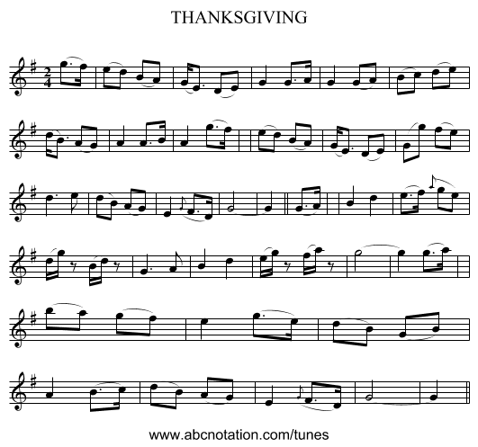 THANKSGIVING - staff notation