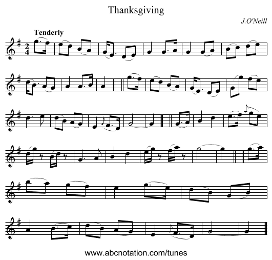 Thanksgiving - staff notation