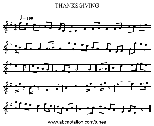 THANKSGIVING - staff notation