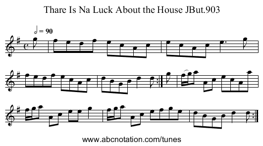 Thare Is Na Luck About the House JBut.903 - staff notation