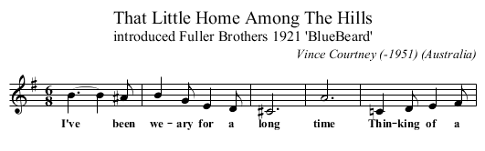 That Little Home Among The Hills - staff notation