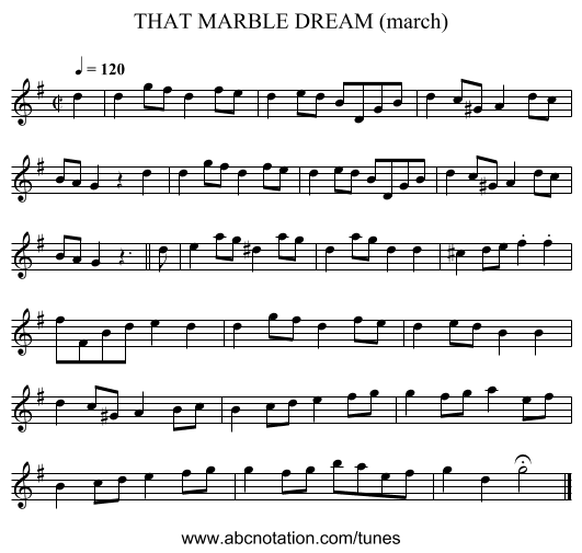 THAT MARBLE DREAM (march) - staff notation