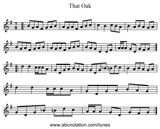 That Oak - staff notation