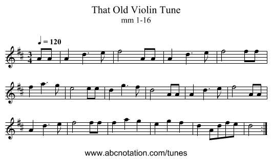 That Old Violin Tune - staff notation