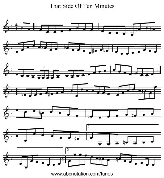 That Side Of Ten Minutes - staff notation