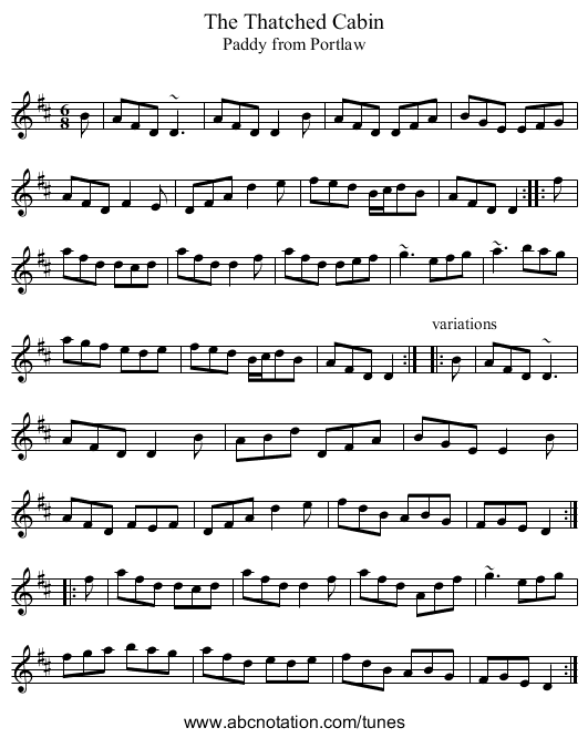 Thatched Cabin, The - staff notation
