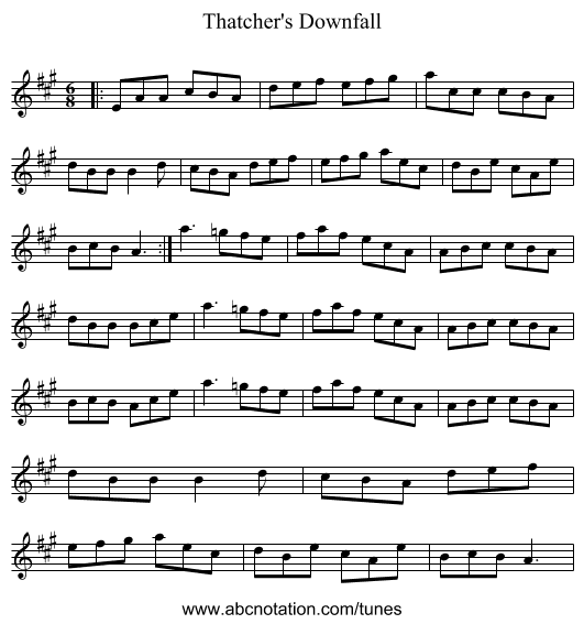 Thatcher's Downfall - staff notation