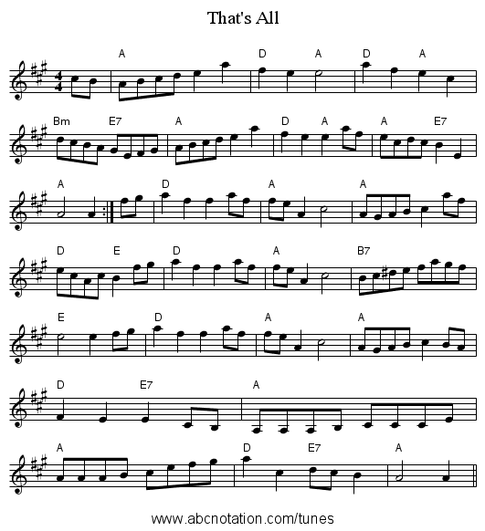 That's All - staff notation