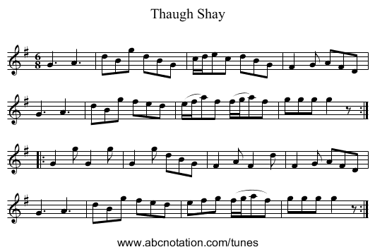 Thaugh Shay - staff notation