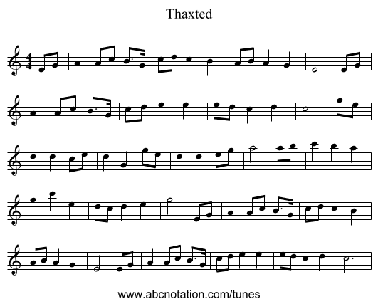 Thaxted - staff notation