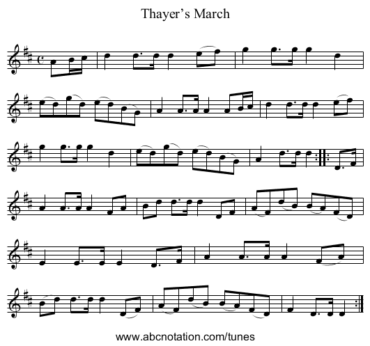 Thayer’s March - staff notation