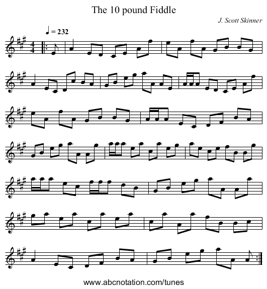 The 10 pound Fiddle - staff notation