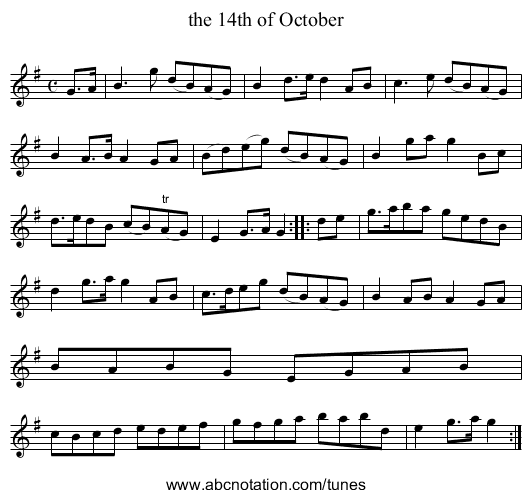 the 14th of October - staff notation