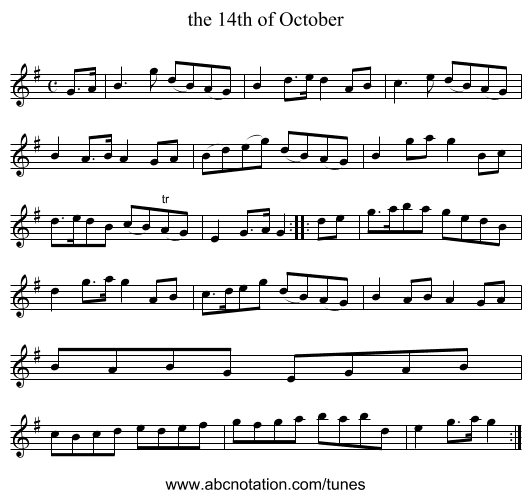 the 14th of October - staff notation
