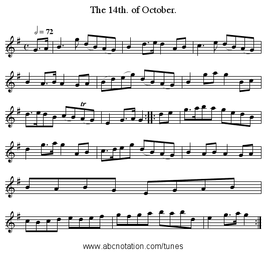 The 14th. of October. - staff notation