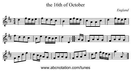 the 16th of October - staff notation
