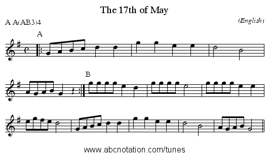 The 17th of May - staff notation