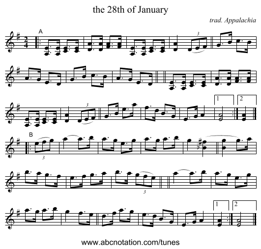 the 28th of January - staff notation