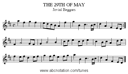 THE 29TH OF MAY - staff notation