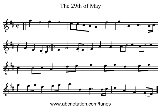 The 29th of May - staff notation