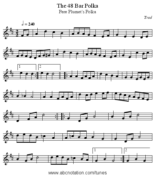 The 48 Bar Polka - staff notation