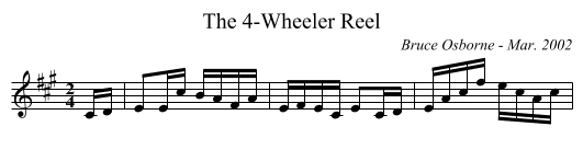 The 4-Wheeler Reel - staff notation