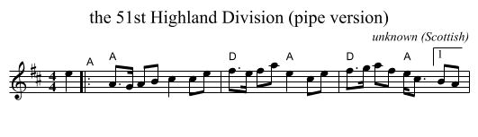 the 51st Highland Division (pipe version) - staff notation