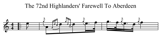 The 72nd Highlanders' Farewell To Aberdeen - staff notation
