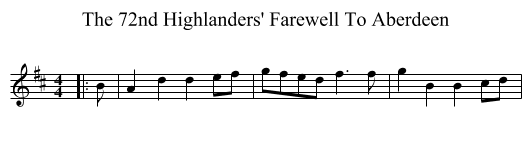 The 72nd Highlanders' Farewell To Aberdeen - staff notation