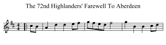 The 72nd Highlanders' Farewell To Aberdeen - staff notation