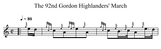 The 92nd Gordon Highlanders' March - staff notation