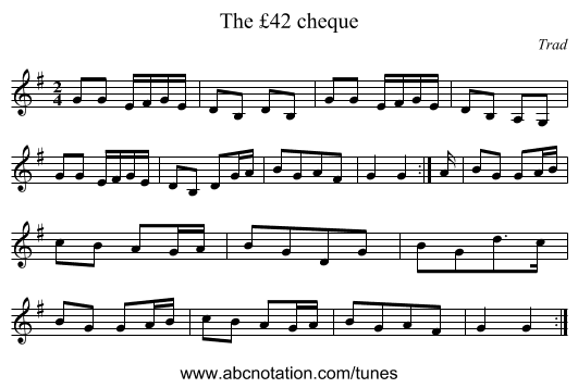 The £42 cheque - staff notation