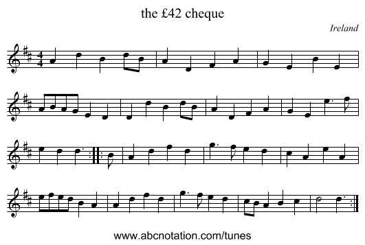 the £42 cheque - staff notation