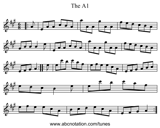 The A1 - staff notation