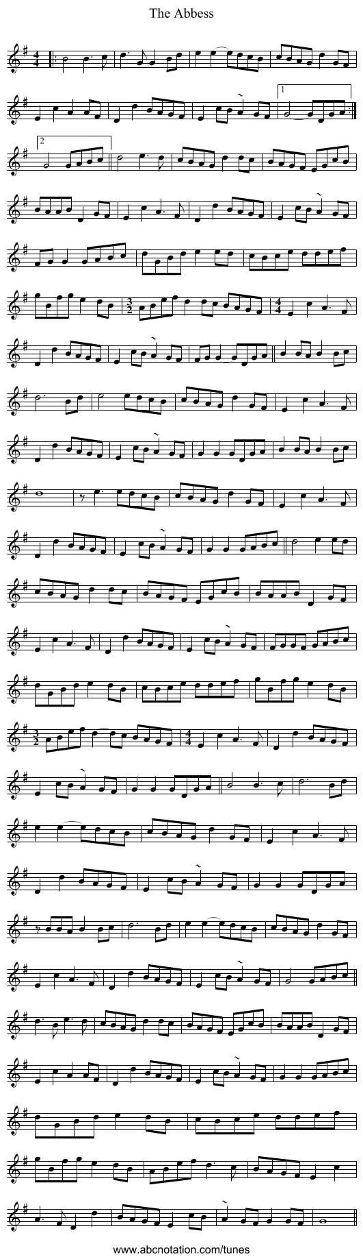 The Abbess - staff notation