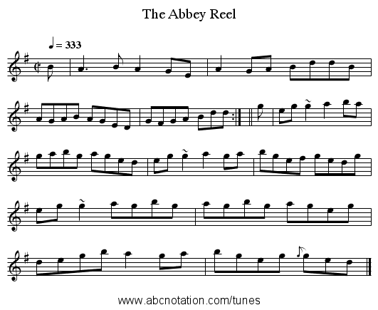 The Abbey Reel - staff notation