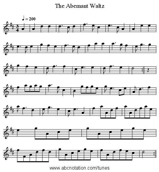 The Abernant Waltz - staff notation
