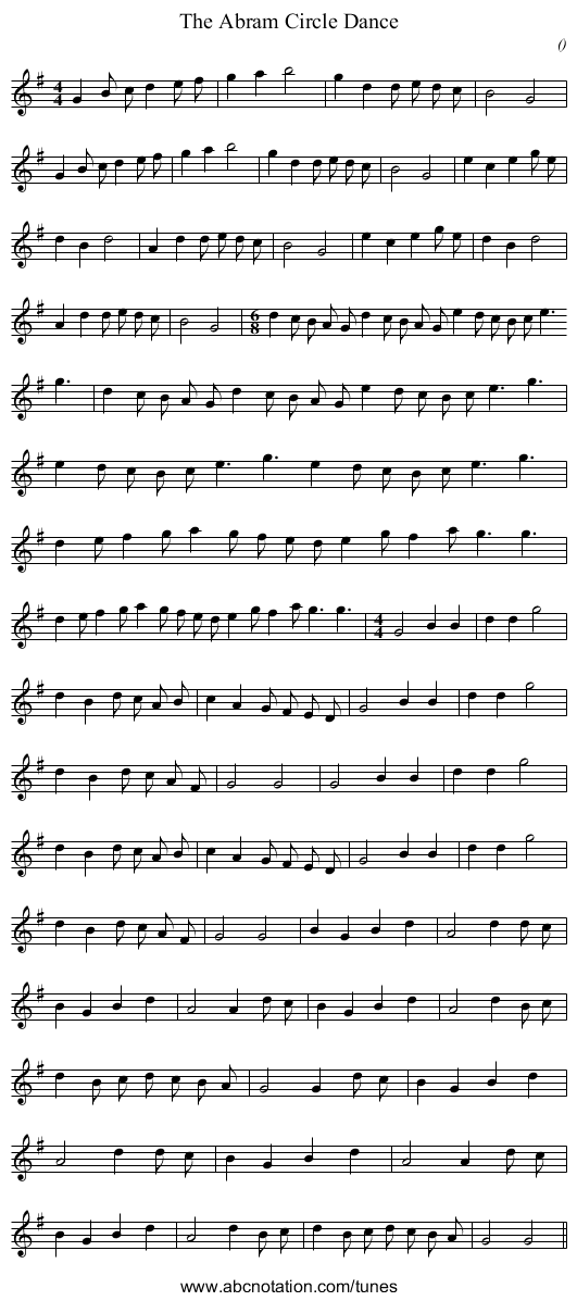 The Abram Circle Dance - staff notation