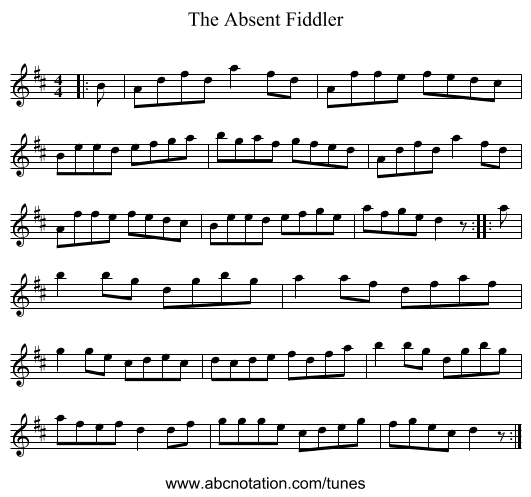 The Absent Fiddler - staff notation