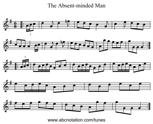 The Absent-minded Man - staff notation