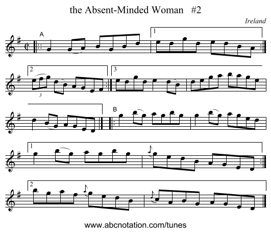 the Absent-Minded Woman   #2 - staff notation