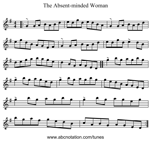 The Absent-minded Woman - staff notation
