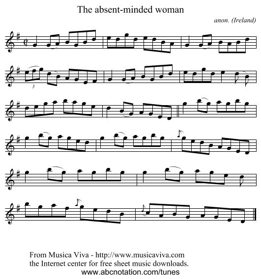 The absent-minded woman - staff notation