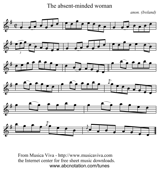 The absent-minded woman - staff notation