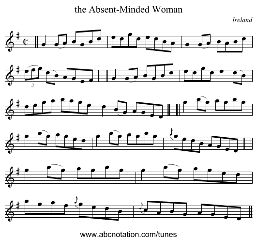 the Absent-Minded Woman - staff notation