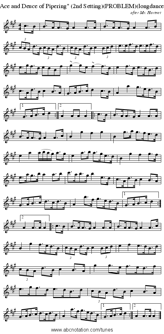 The Ace and Deuce of Pipering (2nd Setting)(PROBLEM)(longdance) 1782 - staff notation