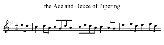 the Ace and Deuce of Pipering - staff notation