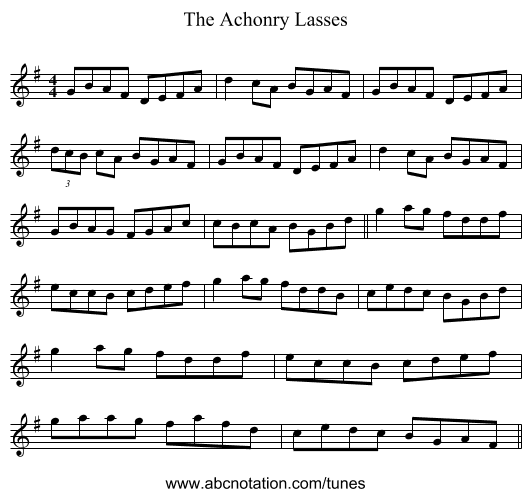 The Achonry Lasses - staff notation